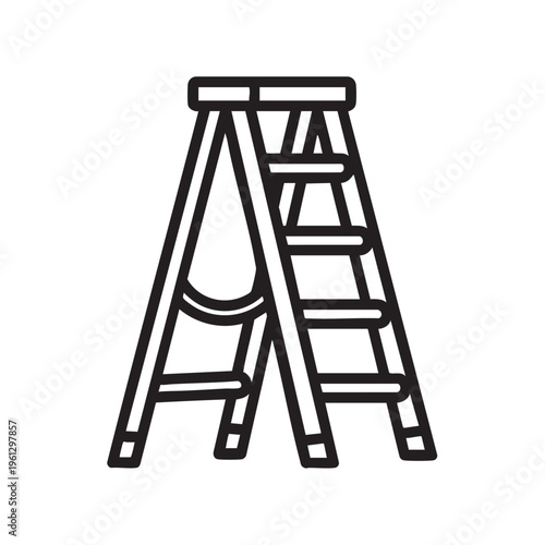 Illustration of a stepladder with clear outline in a vector format for design