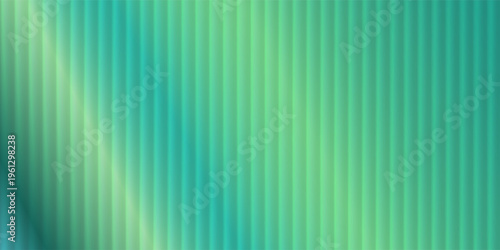 Vertical reeded glass gradient with soft teal and lime tones. Smooth distortion flow, luminous layered reflection and subtle refracted texture, vector illustration