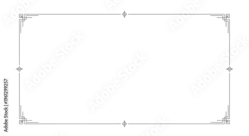Minimalist Rectangular Frame with Subtle Geometric Corner and Mid-Point Accents Line Art on an Isolated White Background.
