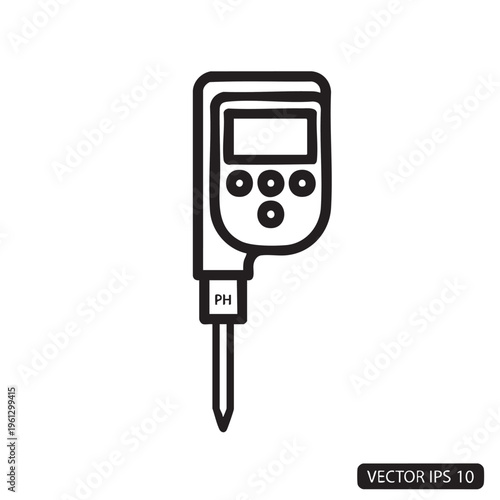 An illustration of a soil pH meter outline icon for measuring acidity levels