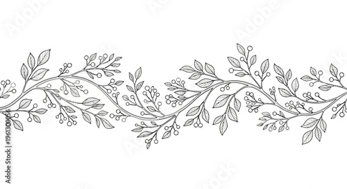 Elegant floral leafy branch illustration design.