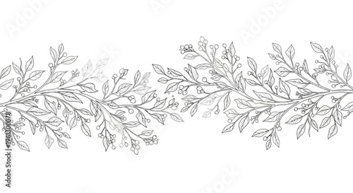 Elegant floral leafy branch illustration design.