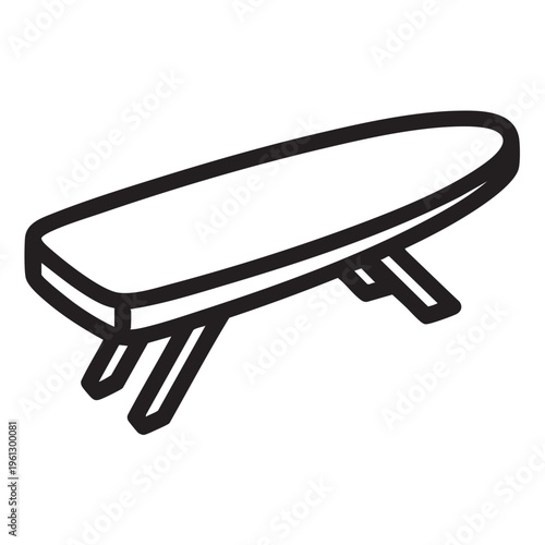 An illustration of a sleeve board used for ironing clothes on a table.
