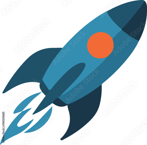 Rocket space flight vector illustration launch ship isolated design.