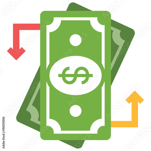 funds notification icon, instant payment symbol with envelope and dollar sign, minimalist vector design, representing banking alerts, transaction updates, and financial communication for logo branding
