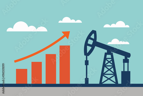 Rising Oil Prices and Energy Industry Growth Illustrated by Pumpjack and Upward Business Chart