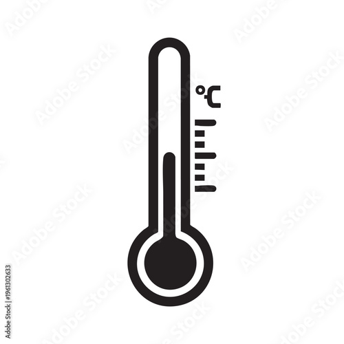 A thermometer displays temperature in degrees Celsius on a simple background.