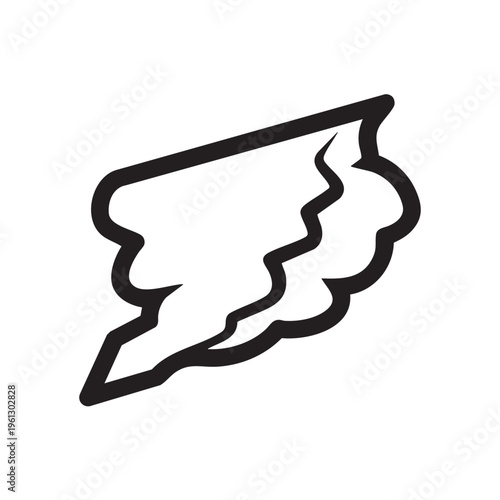 A stylized illustration of a sandstorm dust cloud outline swirling in the air.