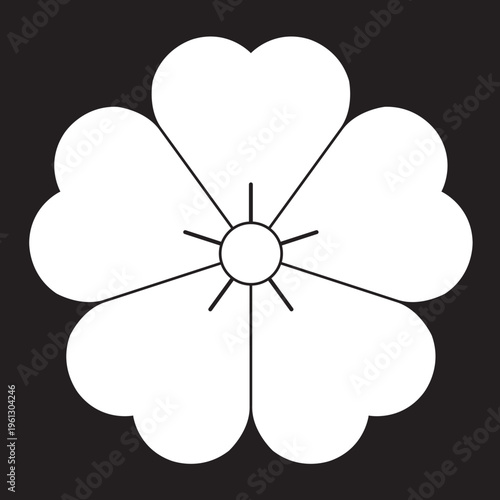 日本の伝統的な家紋の植物紋「桜紋」のイラストベクターデータ