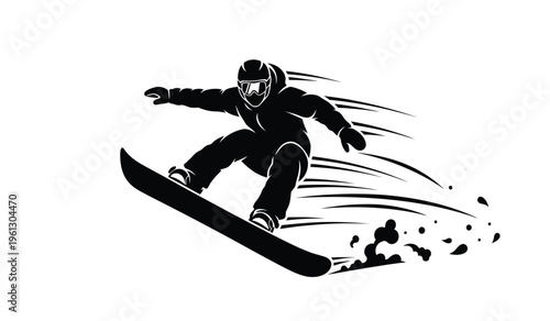Snowboarder in motion silhouette dynamic winter sports action