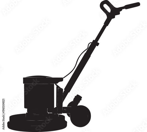 Floor buffer machine silhouette for industrial cleaning, polishing and facility maintenance