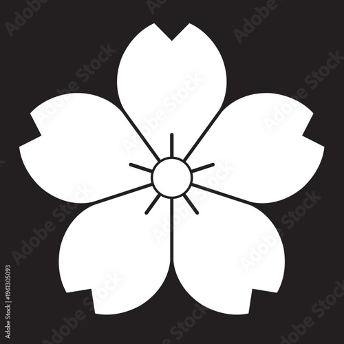 日本の伝統的な家紋の植物紋「桜紋」のイラストベクターデータ