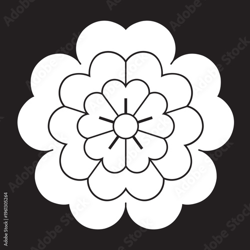 日本の伝統的な家紋の植物紋「桜紋」のイラストベクターデータ