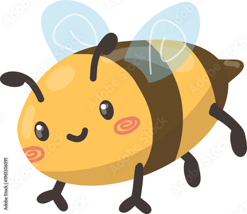 Cute bee character cartoon vector illustration isolated on white background. Perfect for kids design, nursery decor, greeting cards, stickers, invitations and spring or summer themes.
