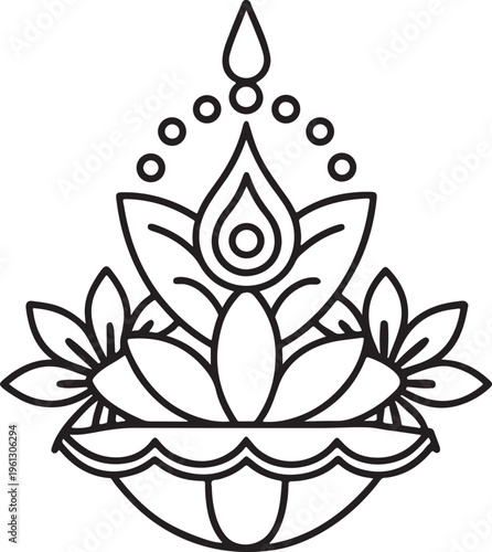 Ornate lotus silhouette vector image