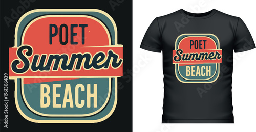 Poet summer beach text emblem vintage style t-shirt design