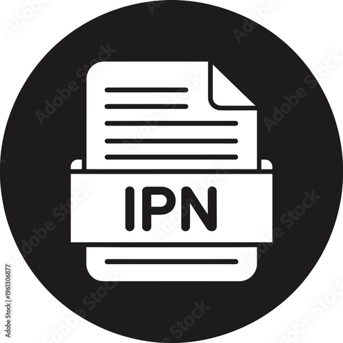 ipn file format vector icon design, minimalist document and payment symbol in clean line art style, representing instant payment notifications, financial transaction records, and digital file manageme