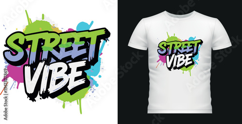 Street vibe graffiti t shirt design colorful urban style