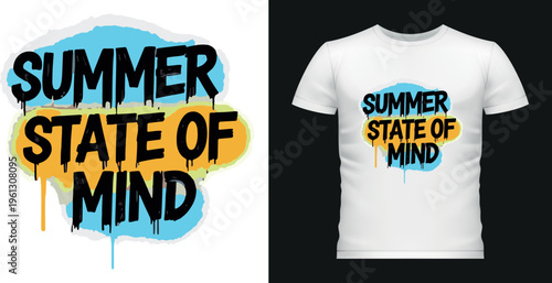 Summer state of mind t shirt design distressed ripped paper