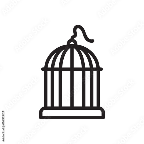 Vector illustration of a clear birdcage outline with a bird flying out