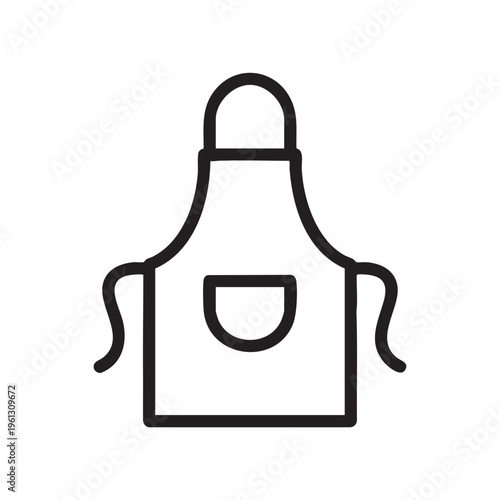 A clear outline of a kitchen apron with a pocket is shown.