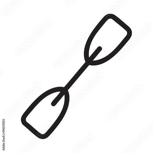 A clear vector outline of a canoe paddle on a white background.
