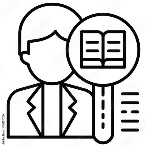 learning icon vector element, minimalist book and graduation cap symbol in clean line art design, representing education, knowledge, and skill development for logo branding, app interfaces, and digita