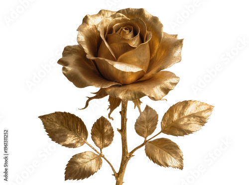 Fotografie Isolated intricate gold rose bloom, a stunning representation of elegance and preciousness