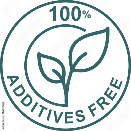 100% Additives Free. 100 Percent Additives Free. Additives free label. 