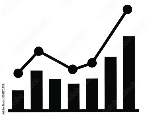 A line graph and bar chart combination illustrating data trends and statistics