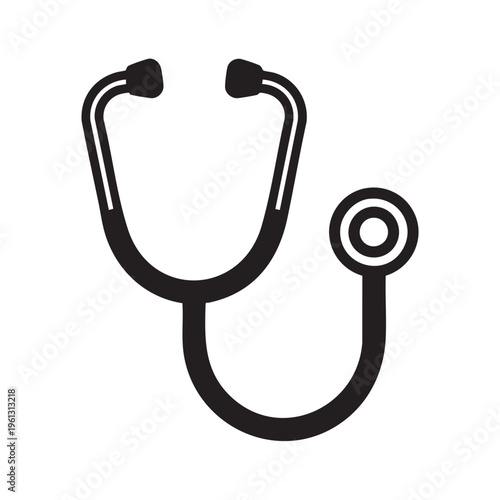 A stethoscope outline is shown clearly on a white background for medical purposes.