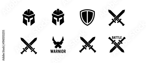Abstract symbols and icons with gaming concepts on a black background