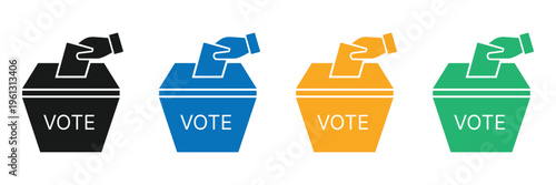 Voting Ballot Box Icon Set in Multiple Colors – Election Concept Illustration