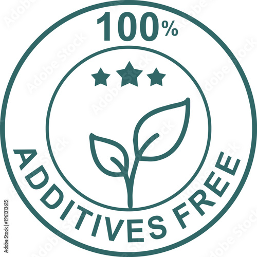 Additives Free. 100% Additives free icon. Additives Free label 