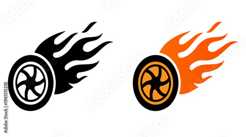 Vector fire wheel logo design template illustration