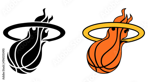 Fire Flame Ball with Ring Abstract Icon Vector