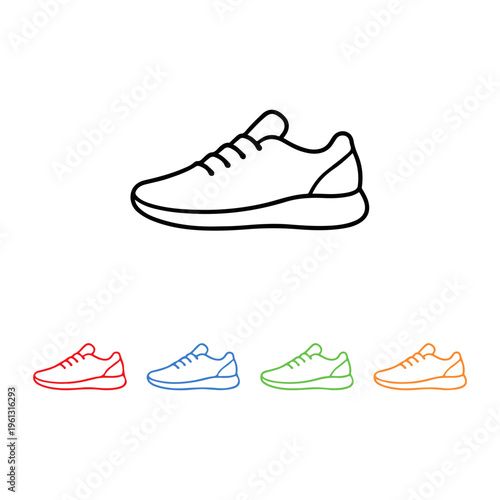 sneakers icons set in different colors
Vector set icon in different colors on a white background