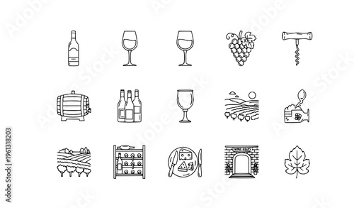 Wine and vineyard illustrations