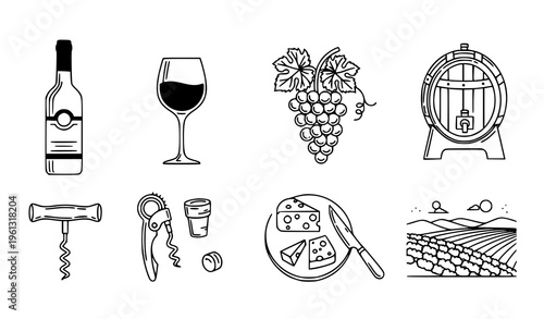 Wine and cheese tasting essentials illustration