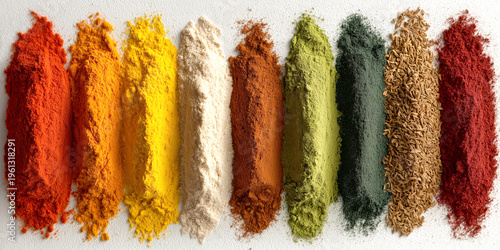 Spices powder on white background