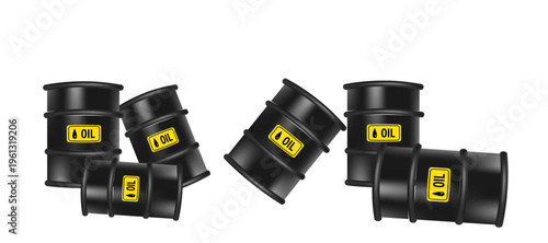 Oil barrel isolated on transparent background. Industrial petroleum container symbol for energy, fuel storage and oil industry concept