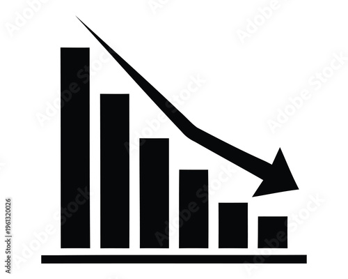 Declining trend graph with downward arrow