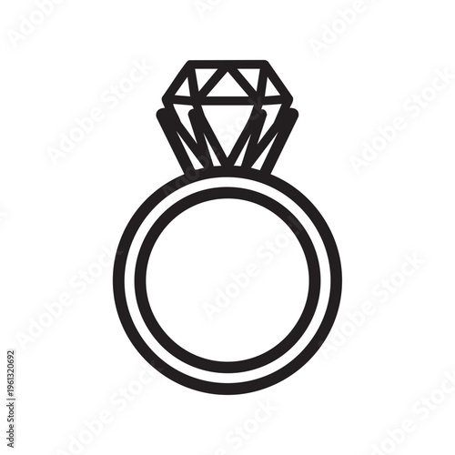 An outline illustration of a diamond ring on a white background clearly shows jewelry.