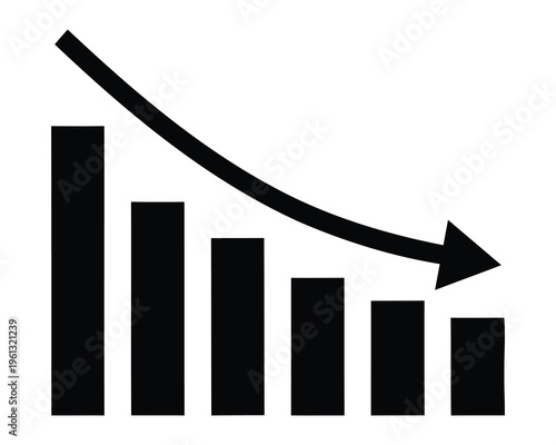 Declining trend graph with downward arrow