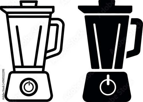 Contrasting visual styles of a blender in outline and solid black formats