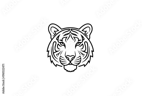 Minimal Monoline Tiger Logo Icon Elegant Black Line Art Animal Design