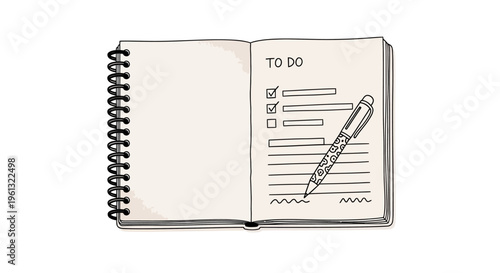 A to-do list notebook with pen.