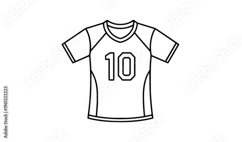 Short sleeve sports jersey number 10 outline vector illustration isolated on white background