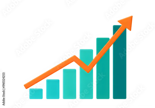 3D bar chart with upward growth trend arrow isolated on transparent background Free Download 3D bar chart with upward growth trend arrow isolated on transparent background - GFXLoad