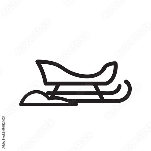 A sled glides smoothly through snow in a winter landscape outdoors in a clear vector illustration.